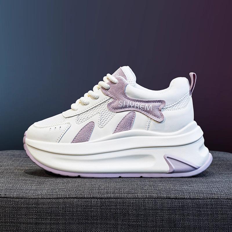

8Cm inner height increase dad shoes women s 2025 summer new thick-soled breathable casual little white shoes single-net Forrest Gump shoes 40 светло-фиолетовый