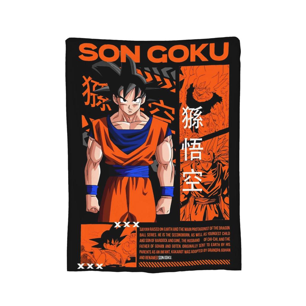 DBZ Goku Pattern Blanket Anime Characters Plush Funny Warm Throw Blanket for Coverlet Spring/Autumn,