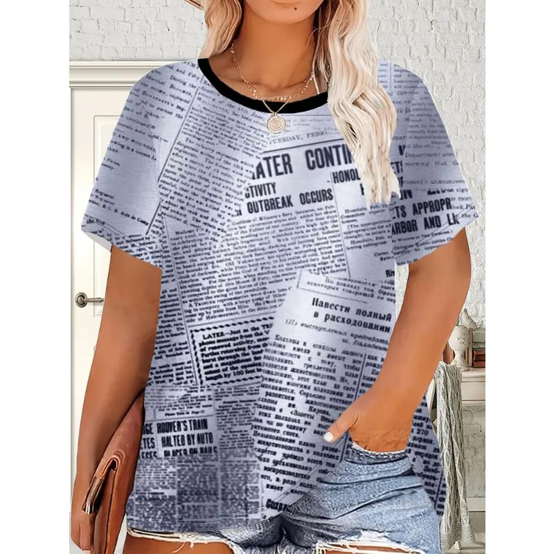 Fashion Women's Crew Neck Short Sleeve 3D Casual Color Printing Casual Short Sleeve Crew Neck T-Shirt