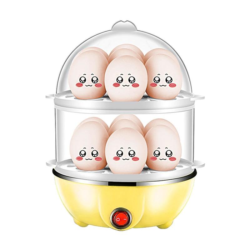 Double Layer Egg Cooker 14 Egg Capacity Hard Boiled Egg Cooker Anti-dry Electric Egg Boiler with 40mL Measuring Cup Steam