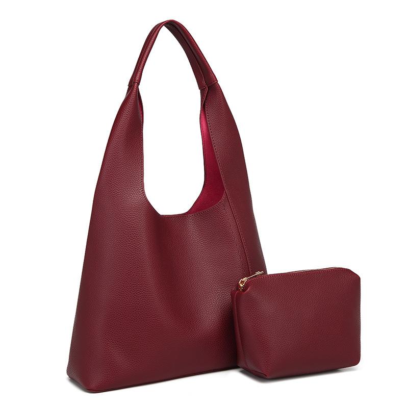 Leather Fleece Simple And Fashionable Shoulder Bucket Bag Commuter Summer Versatile Tote Bag Soft And Portable Student Armpit