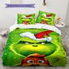 1 Stück Grinch-Muster Bettwäsche Steppdecke Set Bettbezug Kissenbezug Heimdekoration Geburtstagsgeschenk (1 Bettbezug + 2 Kissenbezüge, ohne Füllung)