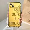 Switzerland Fine Gold Phone Case For iPhone 17 Air 16 14 13 12 11 15 Pro Max 13 12 mini 15 16 Plus 16e Cover Coque