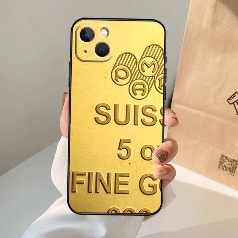 Switzerland Fine Gold Phone Case For iPhone 17 Air 16 14 13 12 11 15 Pro Max 13 12 mini 15 16 Plus 16e Cover Coque