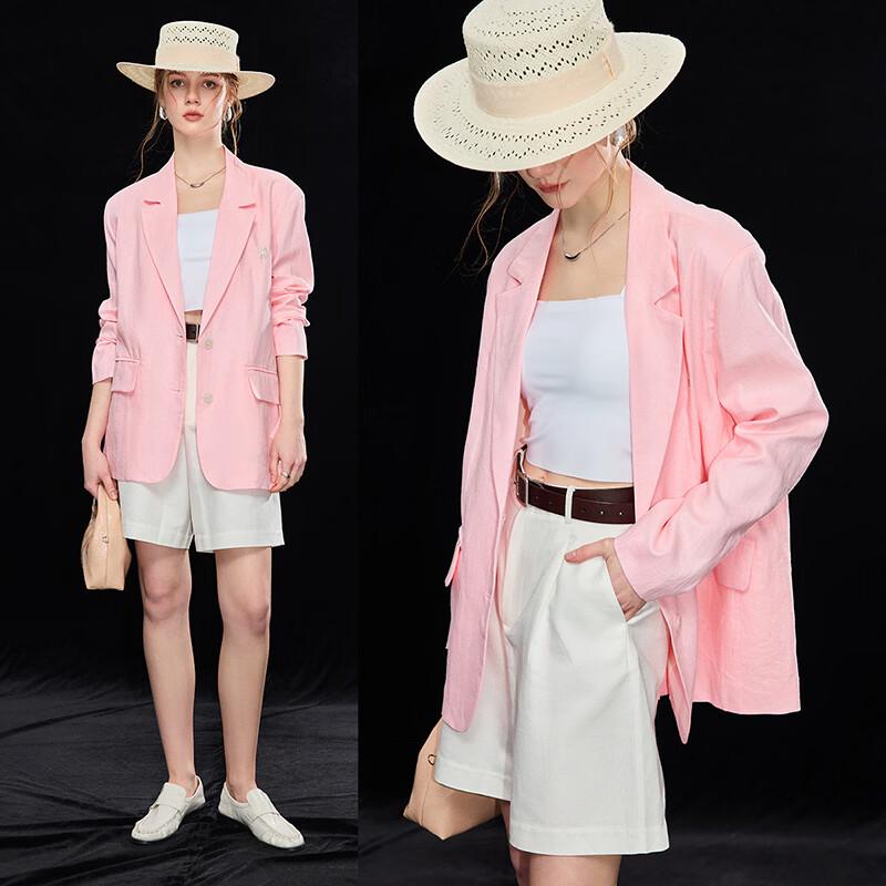 Wudao 100% Linen Embroidered Loose Suit Jacket L