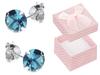 Silver Earrings With Blue Cubic Zirconia Women's Studs Hoops 6Mm 925 Silver