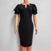 Black clothing new solid color casual dress temperament commuter hip dress