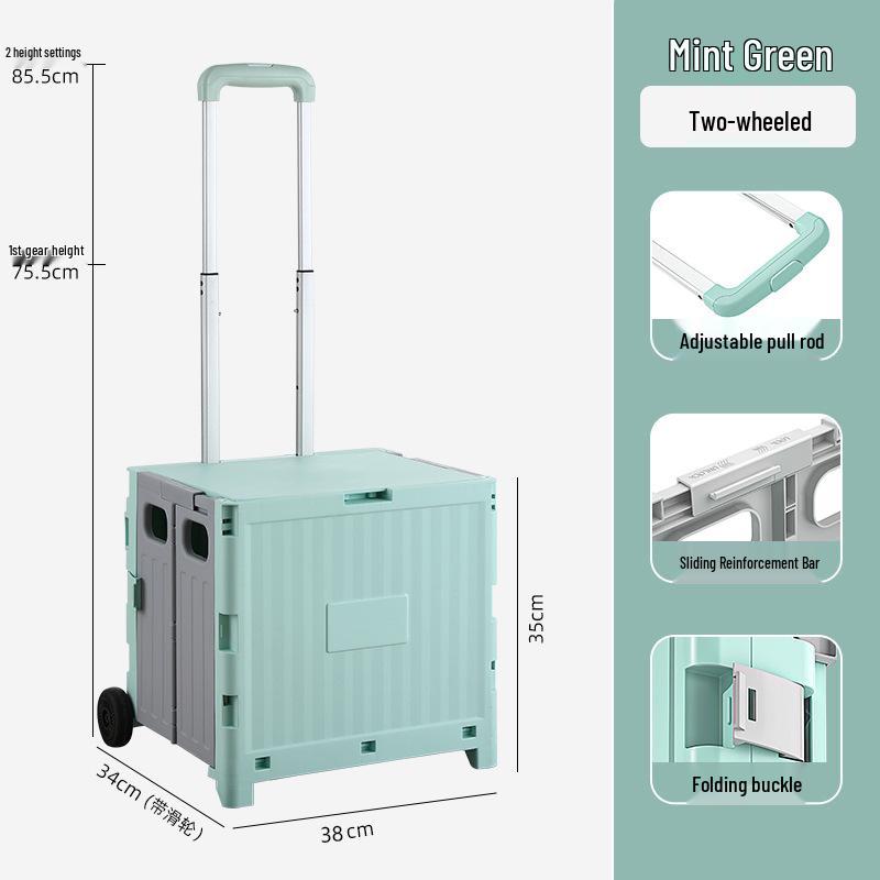 Younai Lightweight Portable Folding Shopping Cart with Trailer Trolley for Home Use