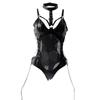 Sex Lingerie New Patent Leather Tight Leather Jacket Bundled Bondage Queen Uniform Sexy Traction Temptation Suit