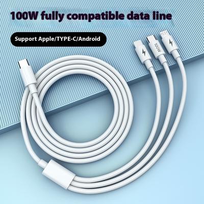 Kabel do transmisji danych typu C jeden do trzech 100 W odpowiedni do Apple 16/15 Huawei Kabel ładujący Trzy w jednym kabel do szybkiego ładowania