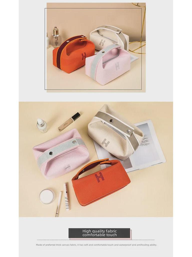 High-Quality Canvas Cosmetic Bag: Portable, Stylish, Spacious Toiletry Storage for Women