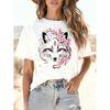 Kitsune Fox Cherry Blossom T-Shirt - Crew Neck Short Sleeve Casual Top, Japanese Art Inspired for Women, Summer Spring Wear