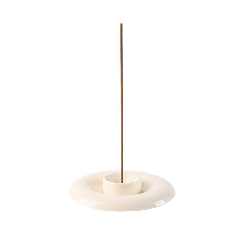 Minimalist White Geometric Ceramic Incense Holder: Portable Vertical Tray for Incense Sticks.