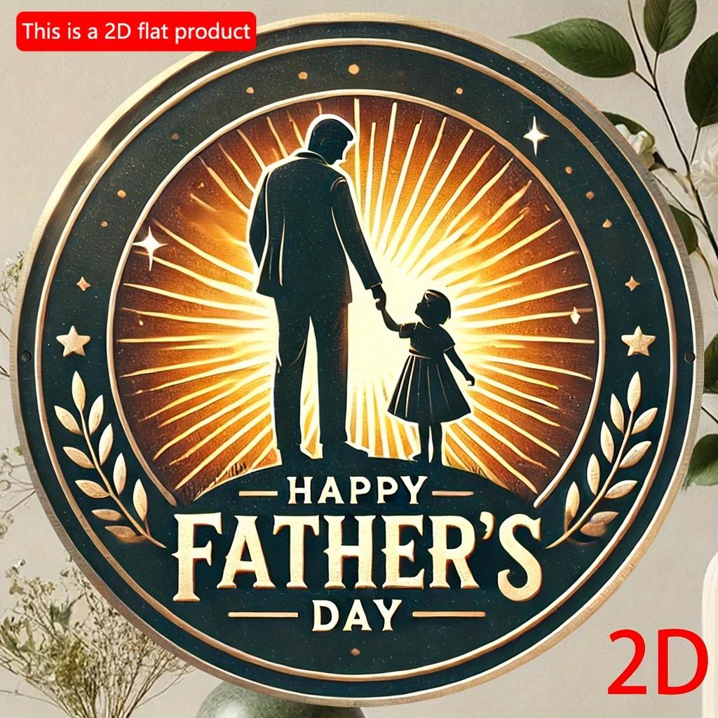 2d flat 20*20cm, Father'S Day Retro Style Circular Wooden Sign, Perfect for Bedroom And Living Room Decoration, Ideal Gift for Friends And Family.