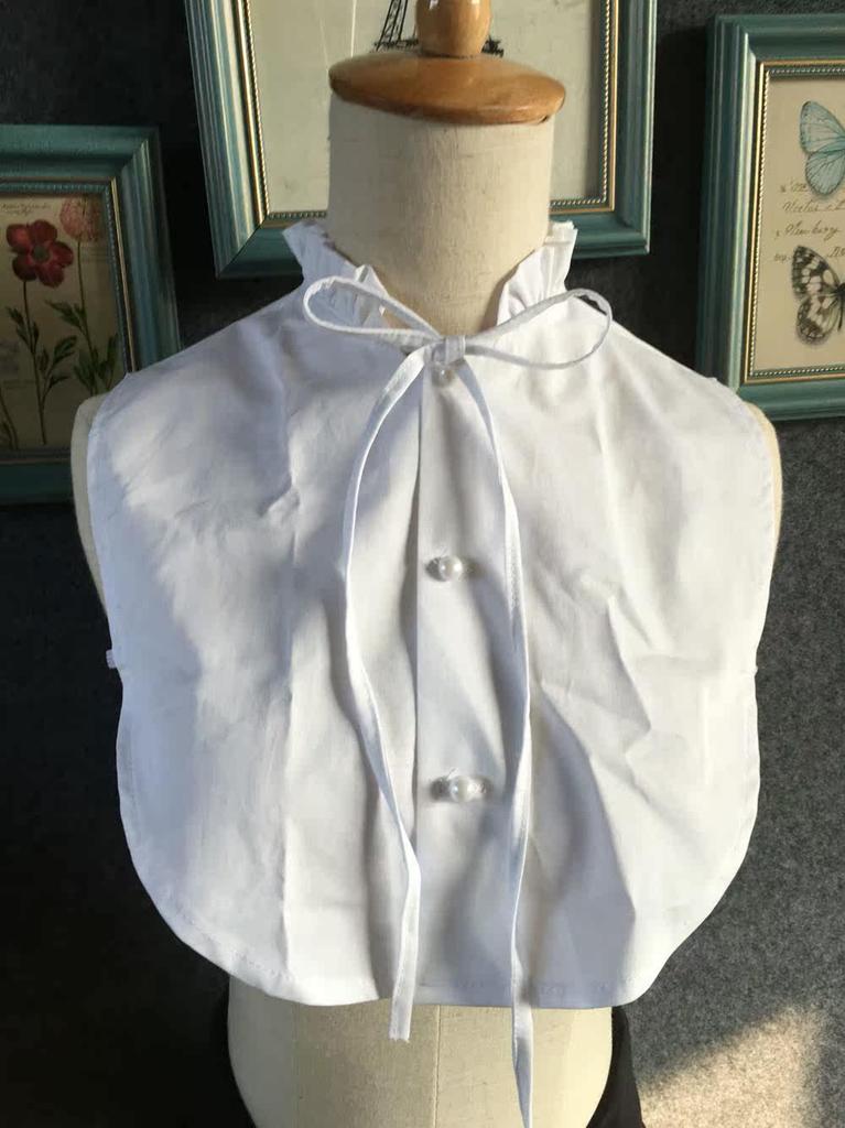 White Cotton Lace Stand-up Collar Sweet Fake Collar Cute Bow-tie Shirt-style Sweater Fake Collars for Women