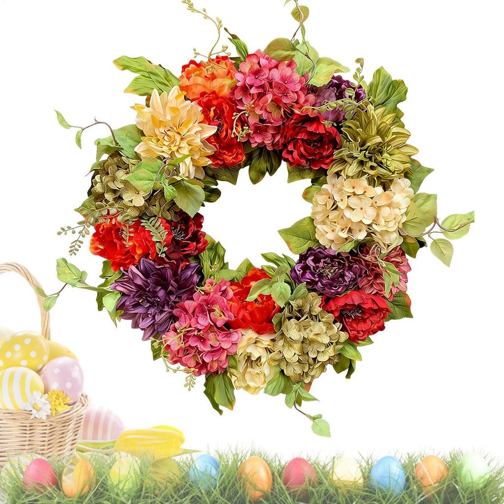 Artificial Flower Garland Spring Door Wreath for Home Wall Farmhouse Easter Holiday Garage House Wreaths for Front Door