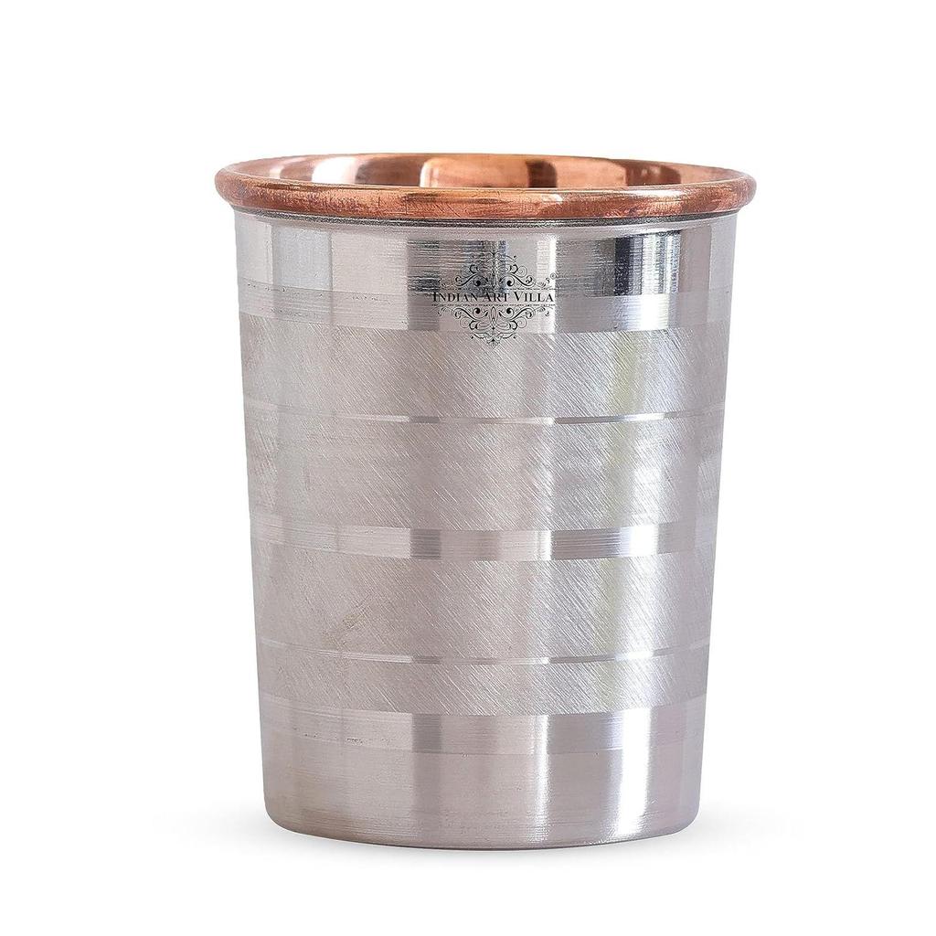 Copper and Silver Glass Tumbler, Drinkware and Serveware, 250 ML