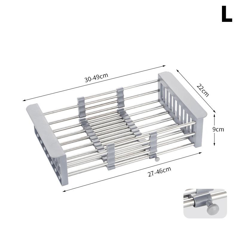 Kitchen Dish Drying Rack Stainless Steel Adjustable Drainer Rack Fruits Vegetable Kitchen Organizer Sink Cleaning Basket Tool