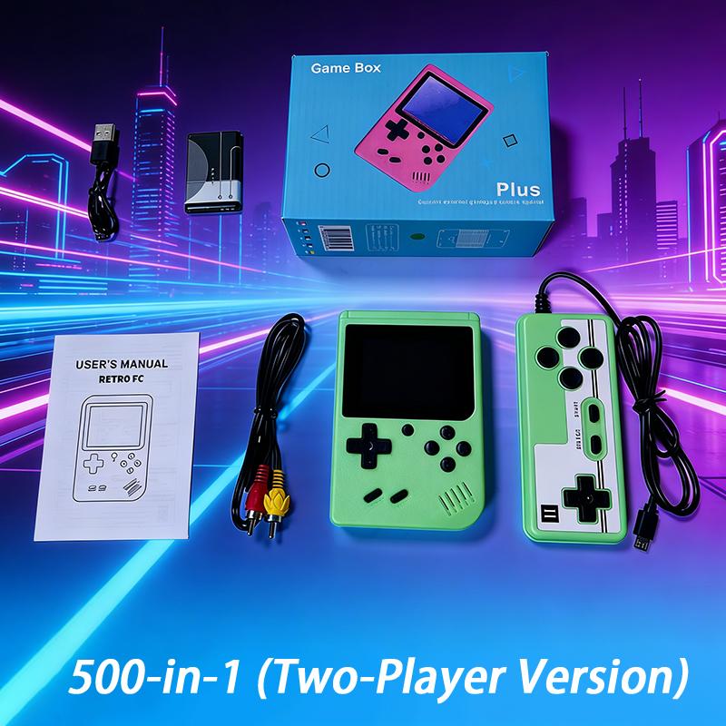 Console Portatile Mini Portatile per Videogiochi 8 Bit Schermo LCD a Colori da 3,0 Pollici Giocatore di Giochi a Colori per Bambini Integrato 500 Giochi Versione per Due Giocatori