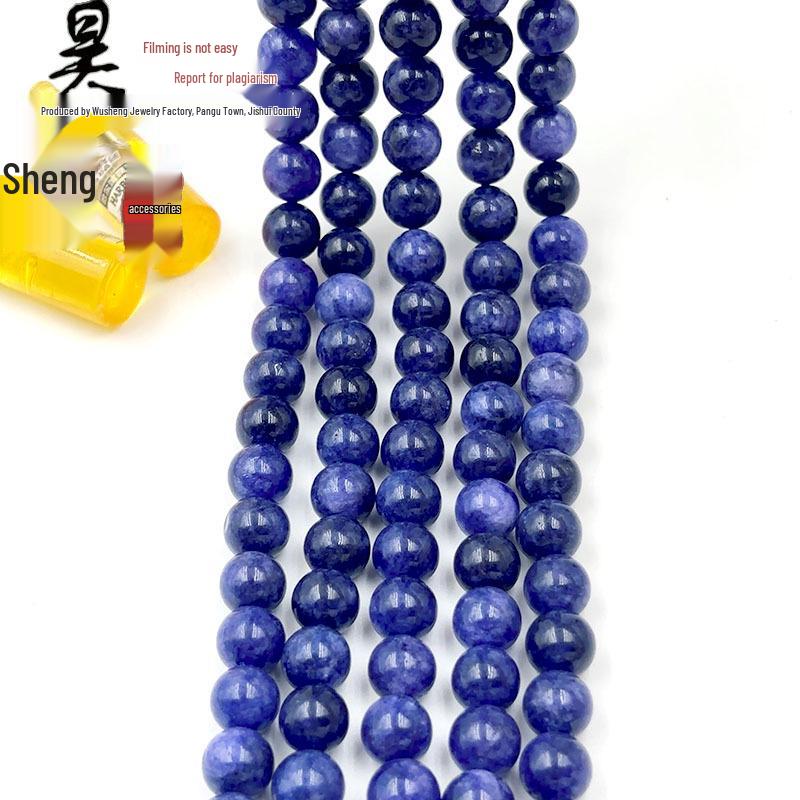 6mm-10mm Blue Vein Sodalite Round Bead Bracelet, Semi-finished DIY Handmade Materials for Stringing.