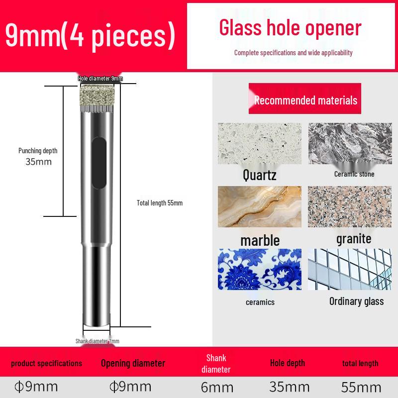 Emery Glass & Tile Drill Bit, 3-200mm Rotary Hole Saw for Marble