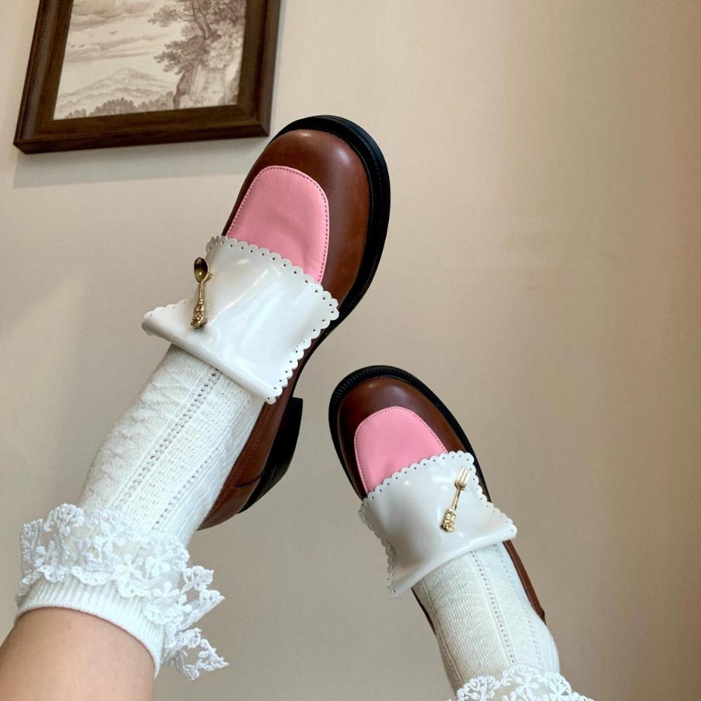 Retro Shoes Women Small Leather Shoes for Women Genuine Leather Retro Loafers Round Toe Thick Sole Single Shoes for Women