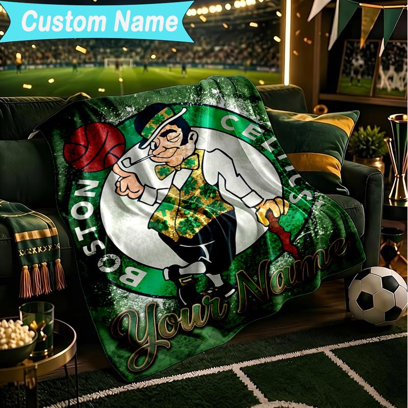 1PC Custom Name Blanket Boston Sports Icons Flannel blankets Patterns Throw Blanket All-Season Soft Gift for Couch, Bed, Camping, Birthday gifts