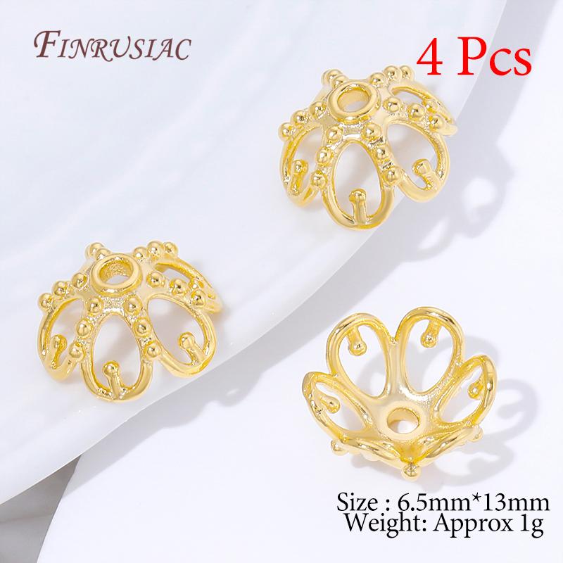 Multiple Styles 18K Gold Plated Beads Caps For Jewelry Making,Brass Flowers Caps For Bracelets DIY Accessories,Tassel End Cap