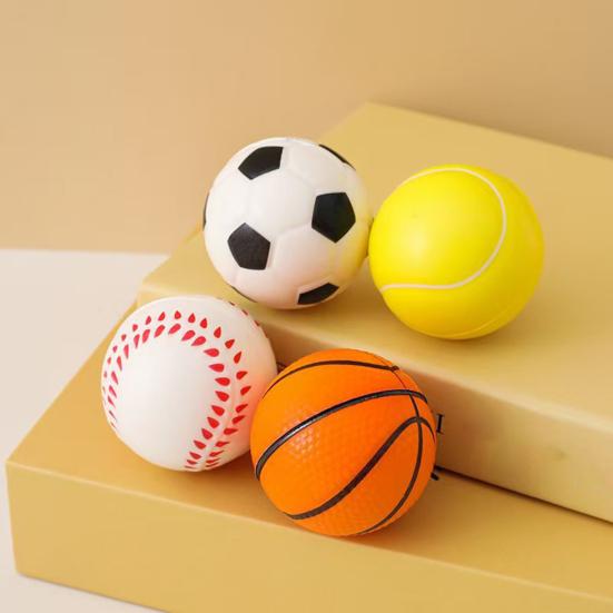 6Pcs Mini Sports Stress Ball Anxiety Relief Small Foam Football Baseball Basketball Tennis Soccer Kids Elastic Ball Fidget Sensory Toy