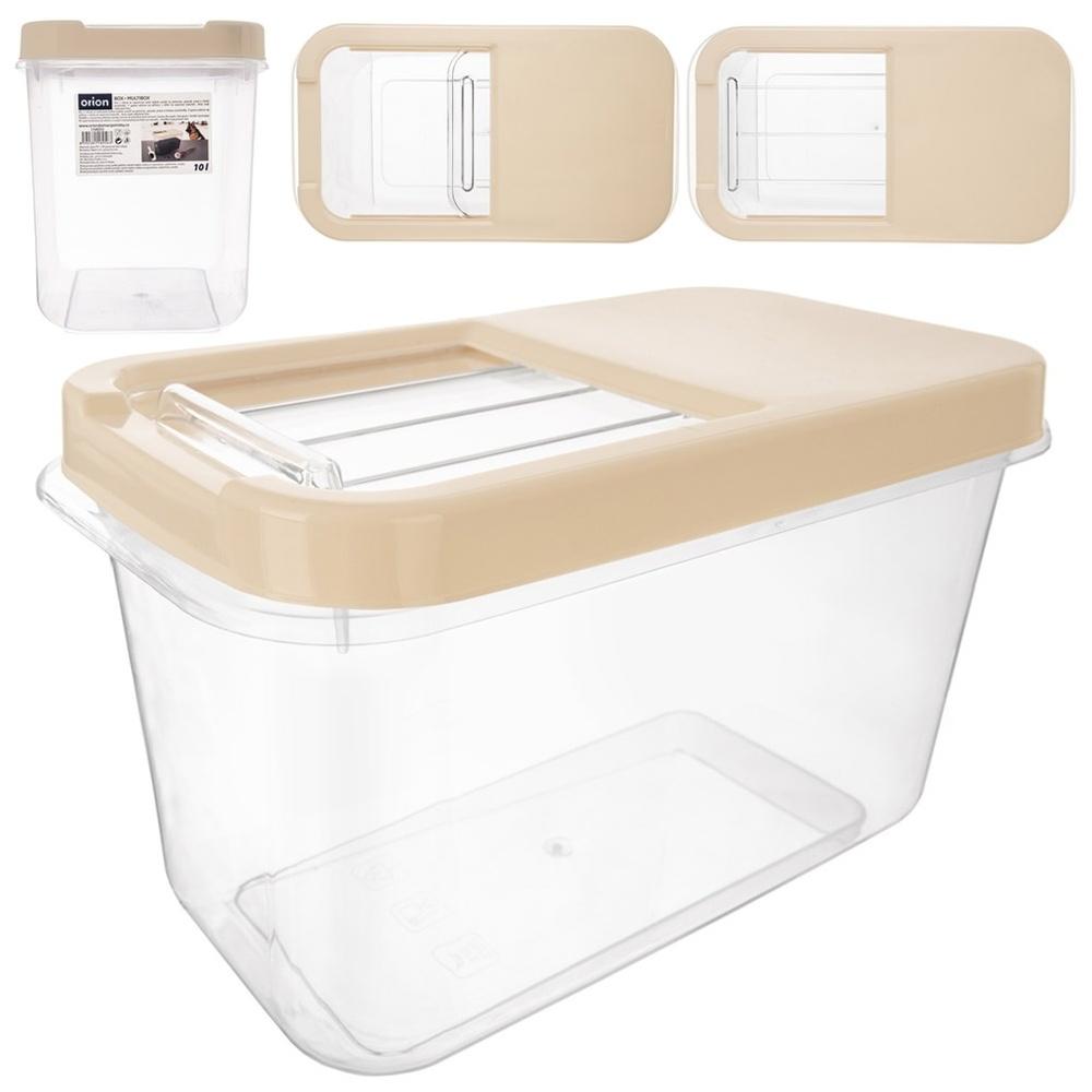 Beige Storage Container with Sliding Lid 10L