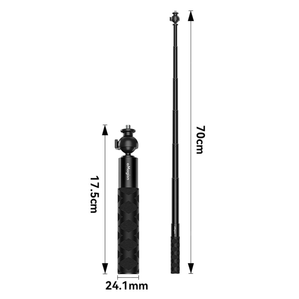 aMagisn 1/4’’ Selfie Stick Ball Head / Aluminum / Carbon Fiber Extendable Telescopic Pole for Gopro DJI Insta360 X4 X3 Ace Pro 2 7