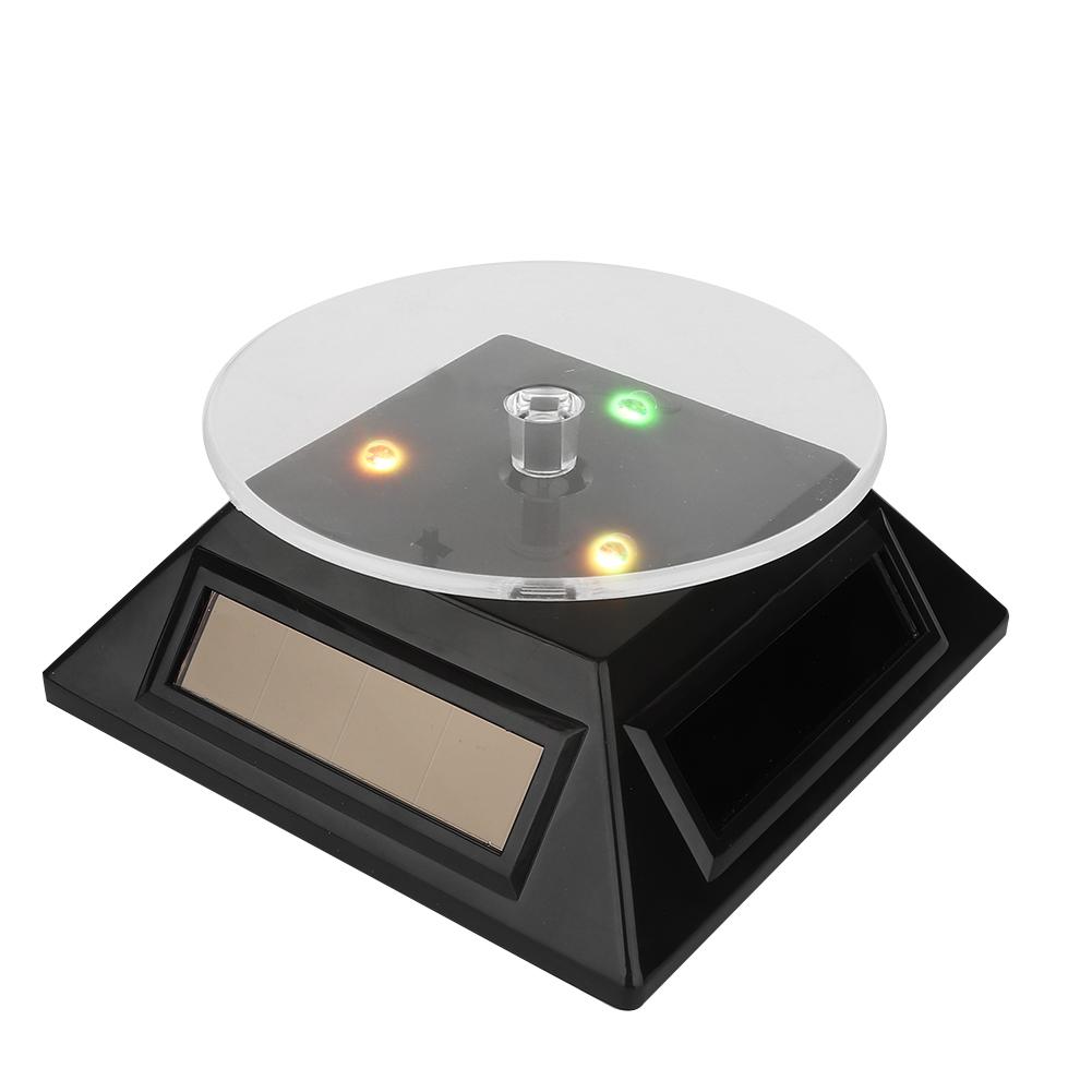 LED Light Rotating Solar Energy Jewelry Watch Phone Display Makeup Holder Rack
