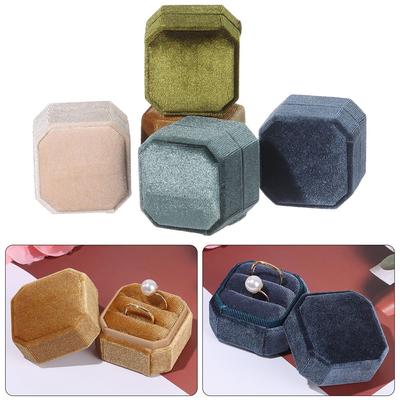 Cutie de Depozitare Exquisită pentru Nuntă cu Capac Detașabil, Cutie cu Inele Duble, Cutie de Bijuterii din Catifea, Cutie de Prezentare pentru Inele