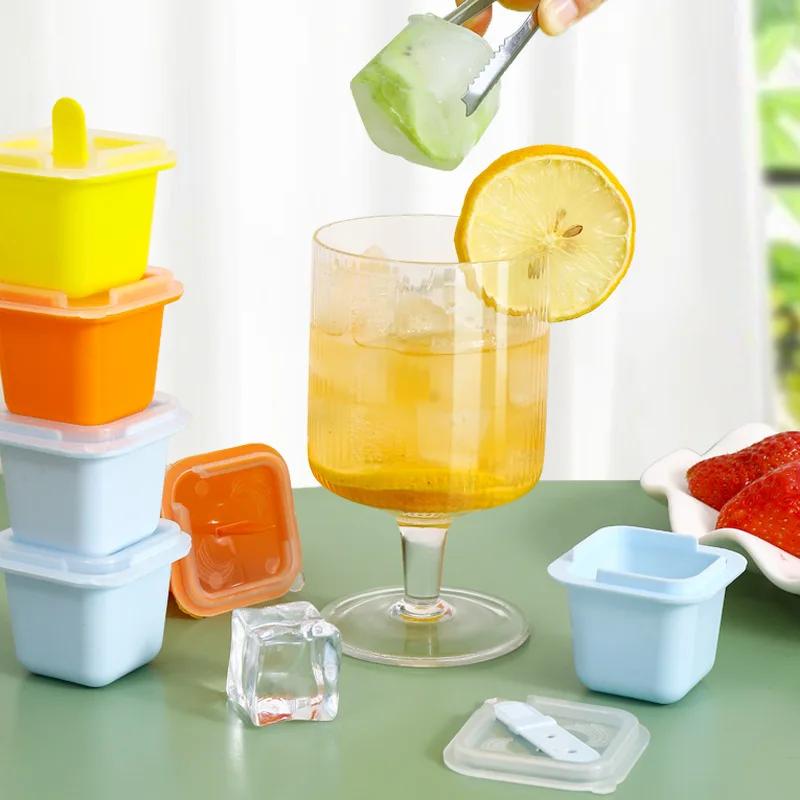 Square Ice Cube Molds Food Grade Ice Cream Mould Square Frozen Ice Cube Mold Summer Jelly Pudding Maker Tools Popsicle Mold