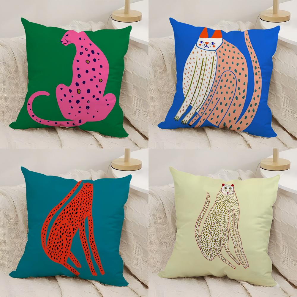 Animal leopard Cushion Cover Silky Short Plush Double-Sided Printed Pillow Case for Sofa All Seasons Home Decor Gift