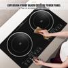 200-2200W Induction Hob Cooker 2 Stove Electric Induction Hob With Ultra-thin Body 8 Levels Temperature Control Black 27.6"" * 15.7"" * 3""