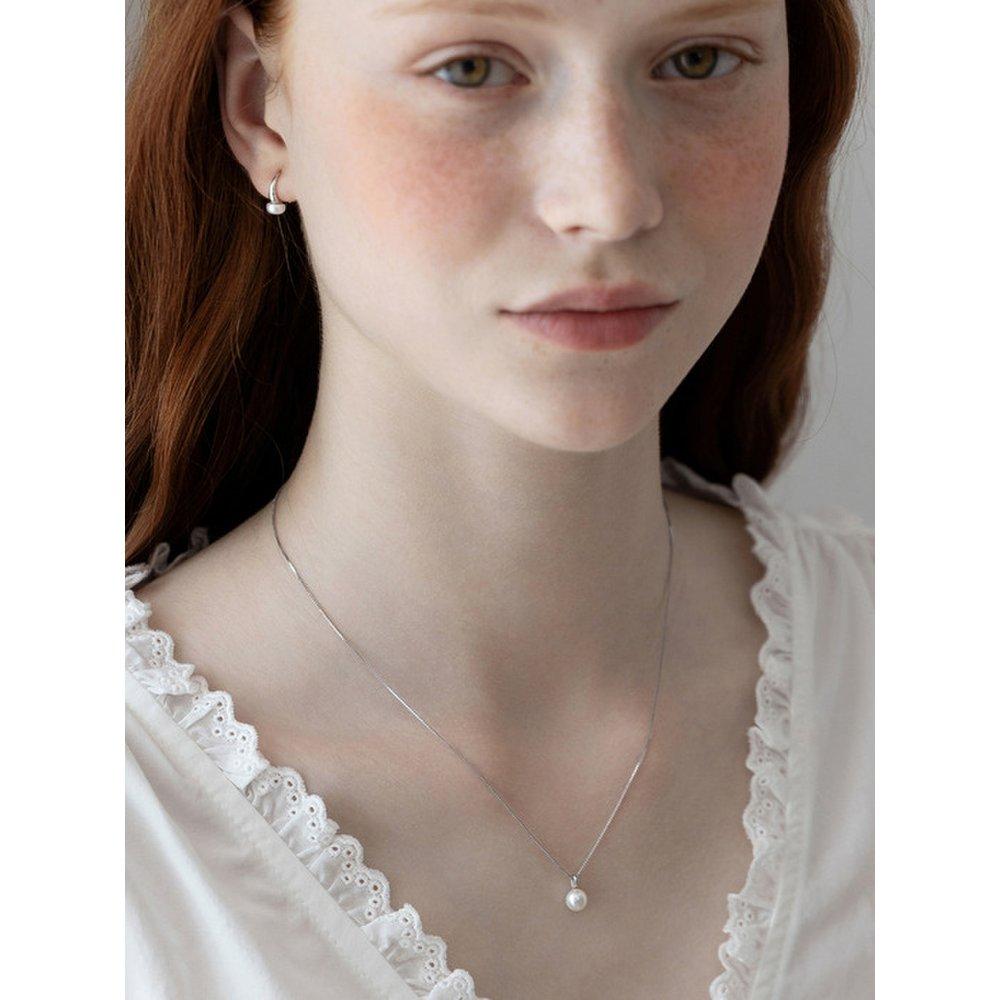 (925 Silver) One-Point Freshwater Pearl Pendant Necklace Nz2494