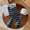 Autumn and Winter Girls' Dream Socks, High Slit Color-blocking Striped Socks, College Style Sports Socks, Pure Cotton Pile Socks