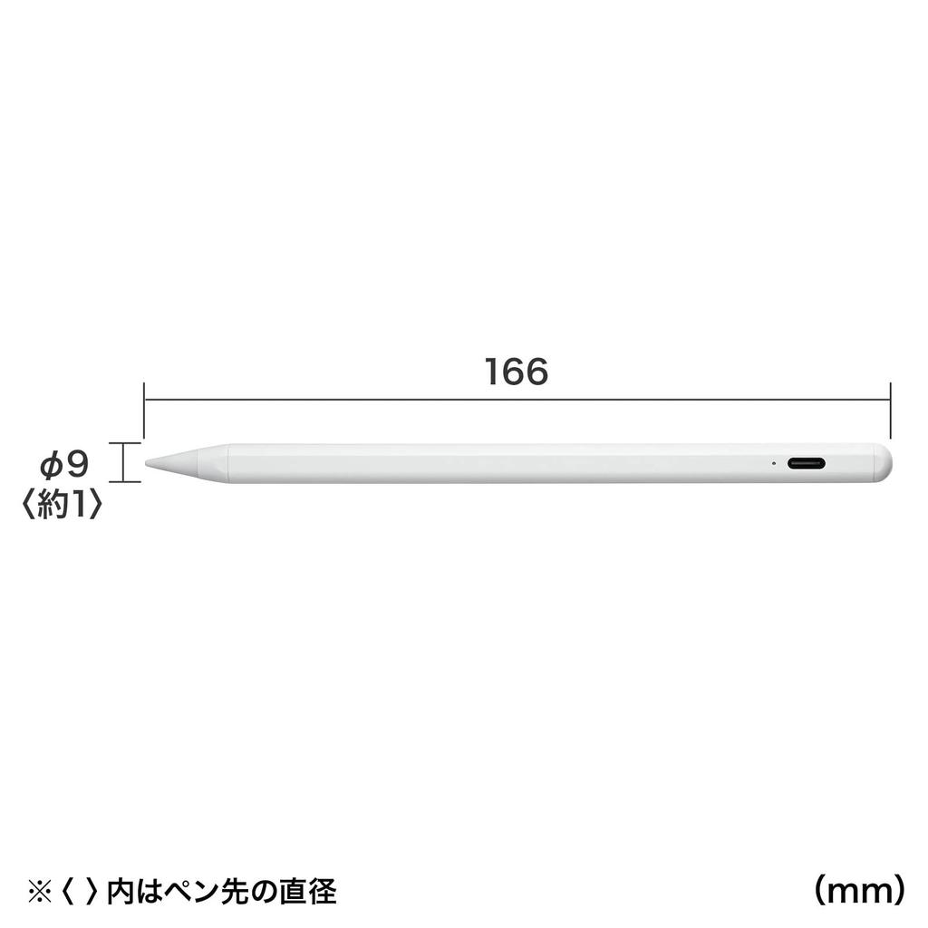 Sanwa Supply PDA-PEN56W Rechargeable Ultra-Fine Touch Pen for Apple iPad, Palm Rejection Compatible, White