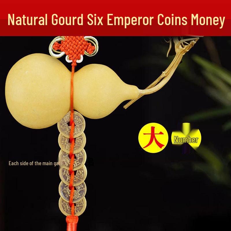 Dragon Knot Gourd Pendant with Five Emperor Coins