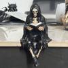 Scultura Diavolo Lettore Halloween Scheletro Statuetta Libro, Scultura Resina Spettrale, Ornamento Gotico Statua Mietitore con Veste Nera per Casa Ufficio