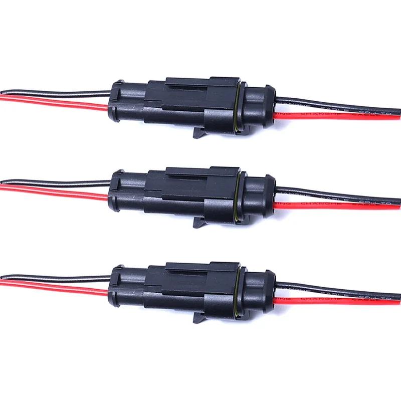 16 AWG Waterproof Automotive Male Female Electrical Connectors Plug 2-Pin Way with Wire for Car Motorcycle Scooter Marine