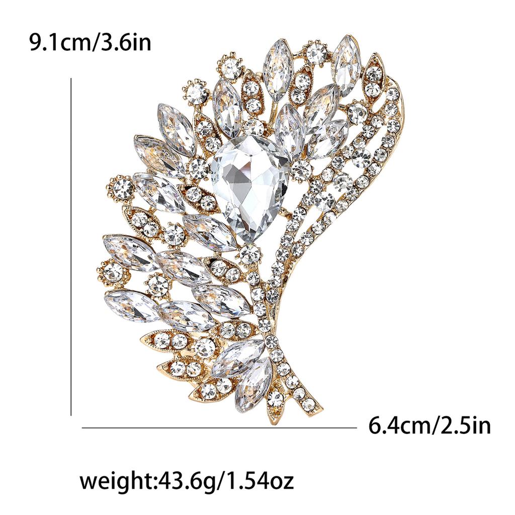 Legering Strass Stor Glas Brosch High-End Retro Dam Sjal Kofta Korsage Smycke Nål
