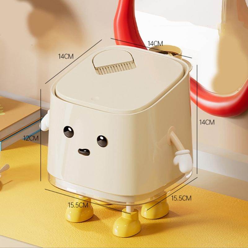 Space Saving Mini Trash Bin for Desk Press To Open Lid Plastic for Home and Office