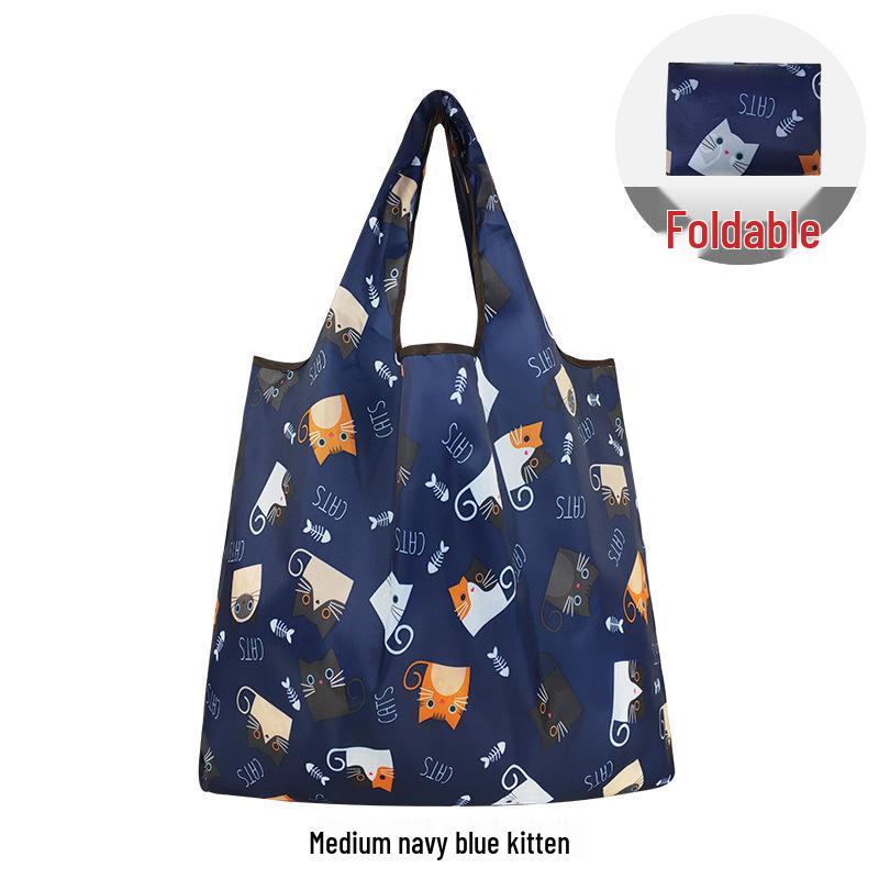 Medium Foldable 210D Oxford Cloth Shopping Bag, Convertible to Shoulder or Handbag, Ideal for Groceries and Camping