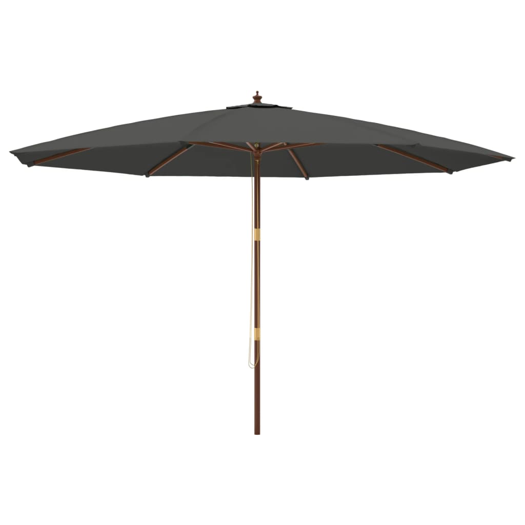 Anthracite Sun Umbrella with Wooden Pole 400 X 273 Cm