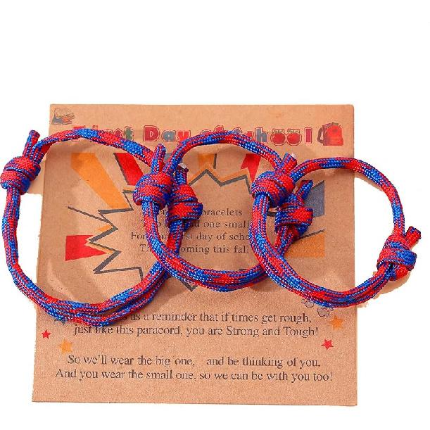 3PC First Day of School Woven Bracelet Back to School Family Son/Daughter With Father/Dad and Mother/Mom Ease back-to-school anxiety