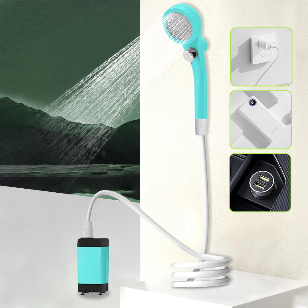 Electric Shower Pump IPX7 Waterproof Outdoor Shower with 6000mAh Rechargeable Battery Camp Shower for Camping Hiking Traveling