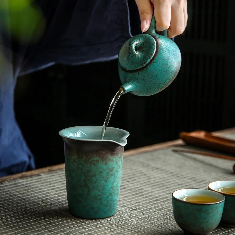 Japanese Style Kiln Baked Spearmint Teapot Ceramic Pot Simple Kung Fu Tea Set Ball Hole Filter Small Size Tea Maker Tea Kettle