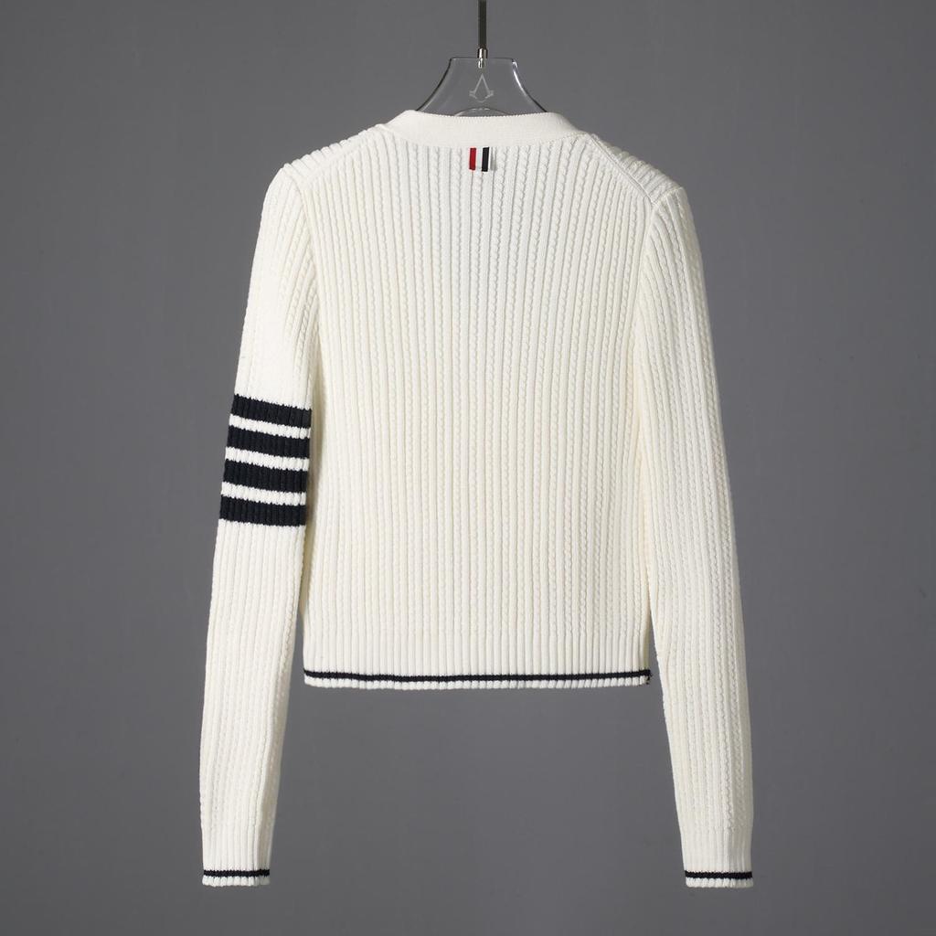 TBJL Damen Klassischer Strick-Cardigan mit vier Streifen - Herbst/Winter High-End Schlankmachende Mode.